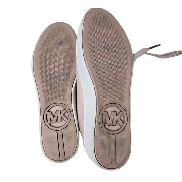 MICHAEL KORS Mindy Leather Sneakers w Applicated Hearts 9 M Light Pink Lace up - Picture 11 of 12